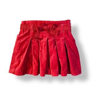 Oshkosh Vintage‎ Velvet Belted Short Mini Skirt Girls Size 6 Red Holiday